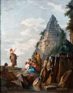 Capriccio with the Preaching of St. John the Baptist, the Pyramid of Cestius and Other Classical Monuments by Giovanni Paolo Pannini